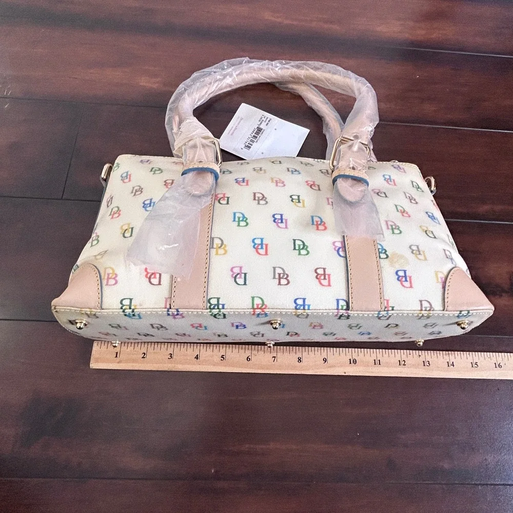 Vintage Y2K Dooney & Bourke Domed Satchel White Rainbow Monogram NWT IT40WH